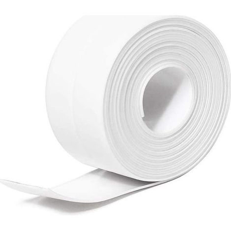 Joint Silicone Blanc Salle de Bain,Ruban d'étanchéité,Bande Etancheite Autocollanteétanche PE pour Baignoire,Douche,Toilettes,Mur (1/4)
