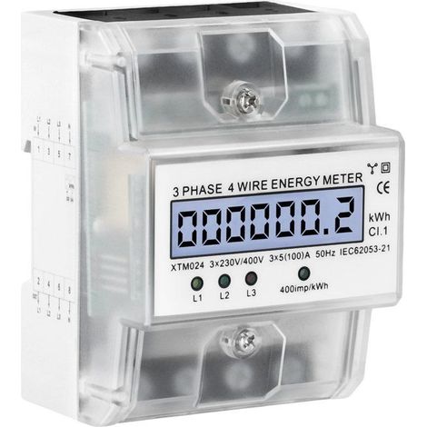 Compteur d'électricité numérique triphasé 4 fils 230/400 V 5-100 A, pour système de comptage.-AquaForge (1/5)
