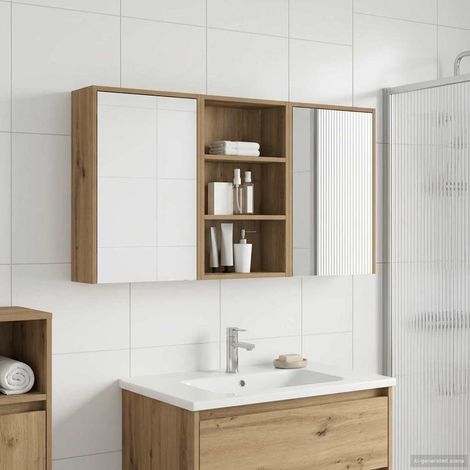 Juego de Muebles de Baño con estante 3 pcs 126 x 16 x 62.5 cm