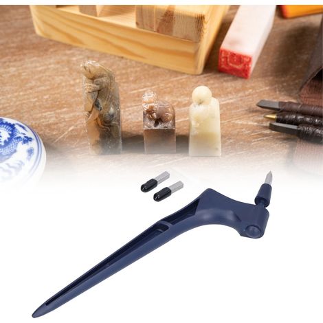 Couteau de précision rotatif à 360° en acier inoxydable, couteau à graver rotatif, coupe-papier (bleu foncé) (1/5)
