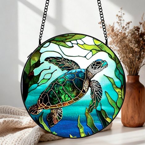 Attrape-soleil vitrail dauphin 30 cm décoration suspendue fenêtre animal coloré cadeau (1/5)