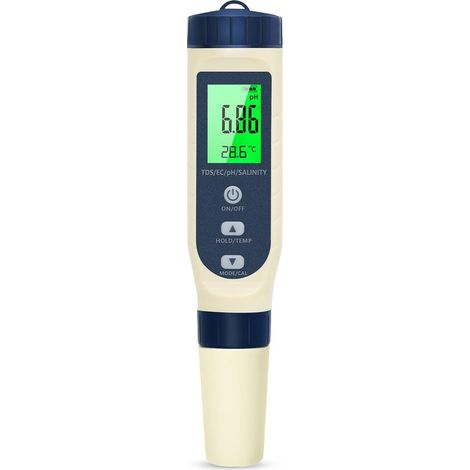 Misuratore di pH 5 in 1 pH TDS EC Salinità Termometro Schermo LCD Compensazione automatica della temperatura Acqua potabile (1/5)