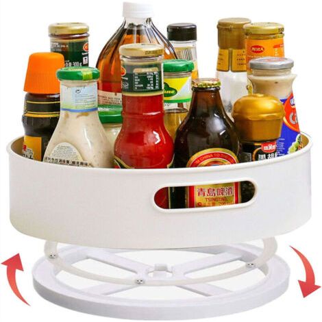 BUNTHAUS Organisateur de cuisine rotatif, plateau tournant pour épices et condiments, coloris blanc, un niveau