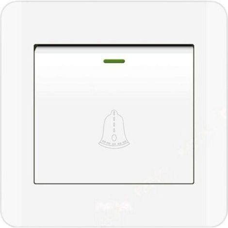 Bouton de sonnette extérieure , interrupteur de sonnette 220-250 V avec panneau en verre trempé. Blanc, diamètre 8,6 cm (3,38 pouces). (1/2)