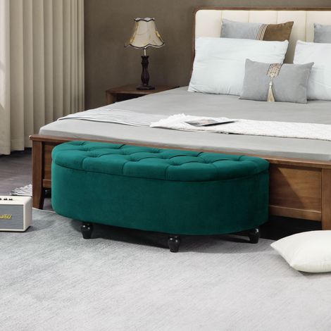 Hocker mit Stauraum, Sitztruhe, gepolstert, soft-close Deckel, Samtoptik, 120 x 46 x 42 cm, Dunkelgrau
