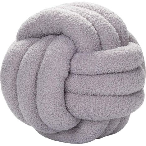 oreiller Boule De Noeud Gris, Oreiller De Balle Noue Coussin De Canap En Velours D'agneau Tiss La Main Ultra Doux Coussin De Compagnie Oreiller (1/5)