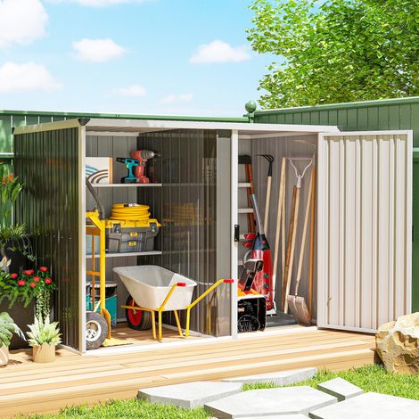 Abri jardin acier Gris galvanisé porte verrouillable 231x125x162 cm