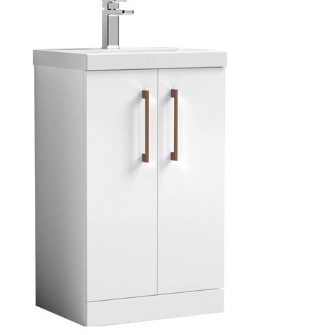Balterley Bramshall Modern Bathroom 2 Soft Close Door & Mid-Edge Vanity Unit Basin, Gloss White, 500mm (1/4)
