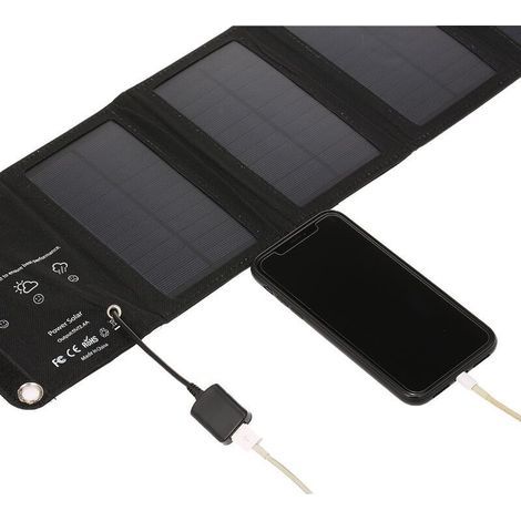 – Chargeur solaire pliable 5 panneaux – Port USB – Taux de conversion 19,5% – Compact et léger pour randonnée et camping (1/4)