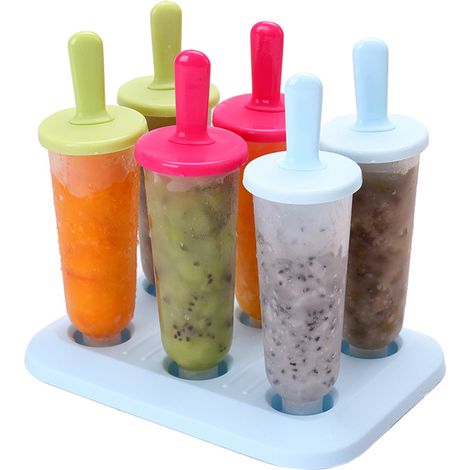 Moule à glace 6 alvéoles DIY pour popsicles ronds en plastique - Fabriquez vos sucettes glacées maison (1/5)