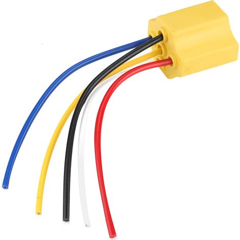 Connettore relè in ceramica a 5 pin per cablaggio automobilistico, portata 30-100A.