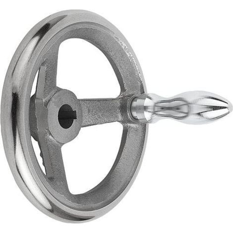 KIPP Handrad DIN 950 125mm Grauguss Passbohrung Nut 14H7 (1/3)