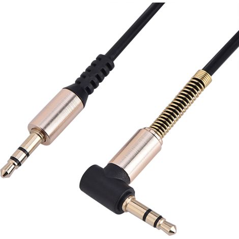 Câble auxiliaire rétractable 3,5 mm mâle-mâle à ressort en forme de L et de I pour écouteurs audio de voiture (1/5)