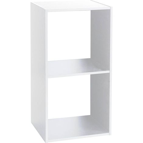 Five – Étagère enfant en bois 2 étagères – Dimensions L. 34,5 x P. 32 x H. 67,5 cm – Panneau de particules blanc – Conception modulaire