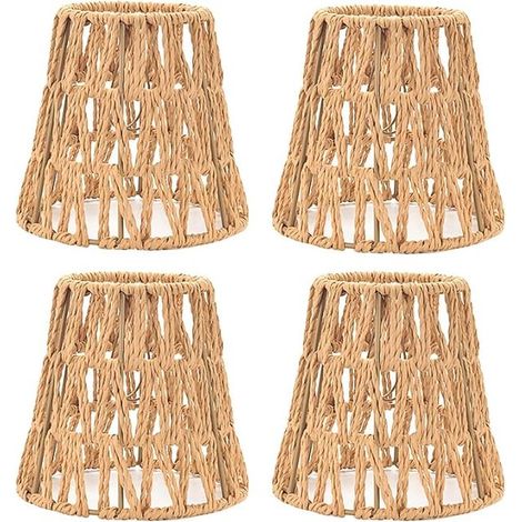Small Bohemian Rattan Lampshades, Hand Woven Rope Rattan Lampshades, Natural Rattan Lampshades, Rattan Lampshades for Table Lamp, Floor Lamp, Ceiling Light, Mirror Lamp (1/5)