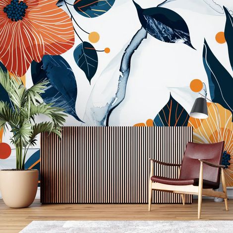 Papier peint floral fleurs graphiques et elegantes 1 - 150 x 250 cm (1/2)