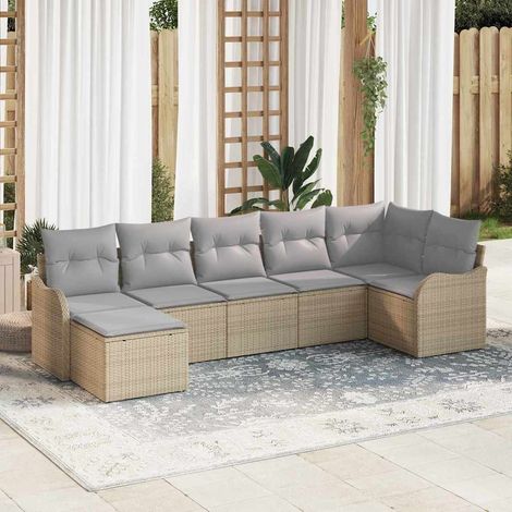 Gartensofa-set 7 pcs Beige Poly-Rattan