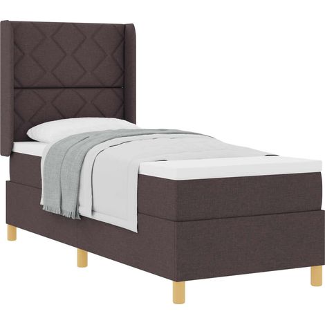 Maison Exclusive - Lit à ressorts avec tête de lit Marron foncé 80 x 200 cm tissu (1/5)