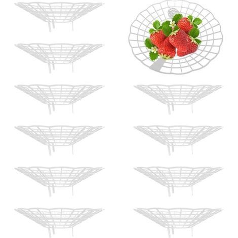 Supports de cages de plante de jardin, support de plante aux fraises Rack de cadre de culture de fraise évitez l'outil de jardinage à pourriture du sol Blanc 10pcs (1/5)