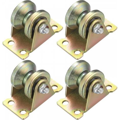 4 Pièces Poulie de Levage Mouflage, Roulette à Rainure en V, Roulette de Levage, Roue Gorge Poulies Cable pour Cordes Rail Portail Coulissan (Roulette à Rainure en V) (Poulie en V) (1/5)