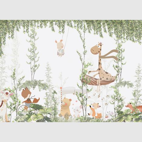 Papier peint intissé - Réunion des amis de la jungle - 375x270 cm (1/5)