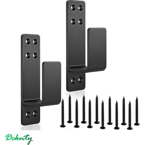 Lot de 2 supports de barricade de porte, barre en forme de U pour serrures de porte de sécurité pour 2 x 4 bois pour maison, grange, abri de jardin, garage, portail (noir) (1/5)