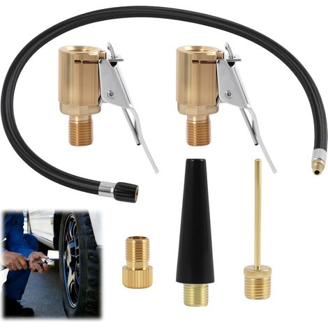 Kit Adaptateur de Valve Multifonction pour Gonflage, Embouts et Rallonges de Pompe à Vélo, Compatible avec Presta, Schrader, Voitures, Vélos, Ballons et Articles Gonflables, Portable et Pratique (1/5)