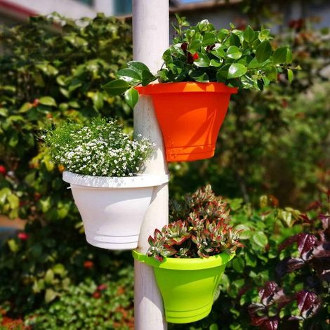 Jardinière suspendue Akozon pour tuyau de drainage, pot fleurs cylindrique à motif floral (1/5)