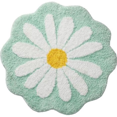 Tapis de bain antidérapant - Motif floral - Lavable - Polyester - Décoration de chambre - 40 x 40 cm - Vert clair (1/5)