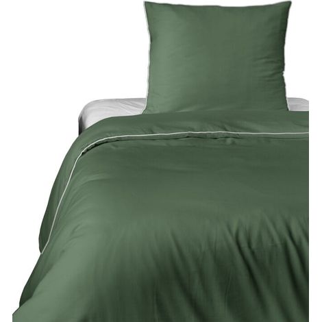 Completo letto in puro cotone 140x200 verde premium (1/5)