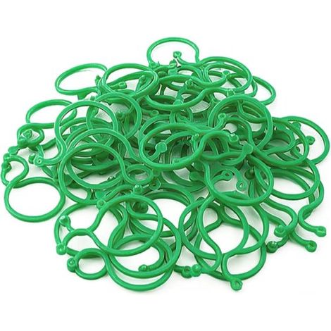 100 pièces - Clips pour plantes de jardin - Clips pour plantes grimpantes - Fixation pour plantes potagères - 5,9 cm - Favorisent une croissance saine des plantes - Vert - Plastique (1/4)