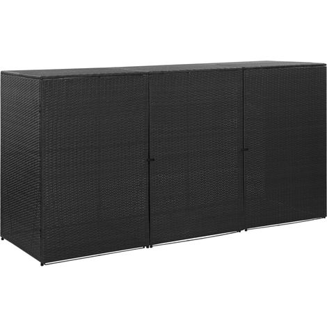 Mülltonnenbox für 3 Tonnen Schwarz 229x78x120 cm Poly Rattan vidaXL (1/5)