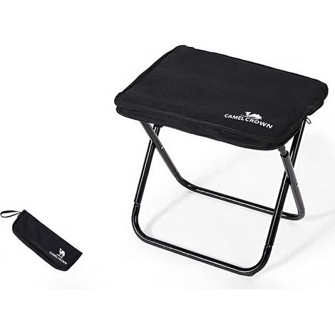 Campinghocker, Sitz, Kleiner Klappstuhl, Faltbarer Campingstuhl, Fußstütze, Campinghocker, tragbarer Klapphocker für Terrassengartenarbeit, Schwarz