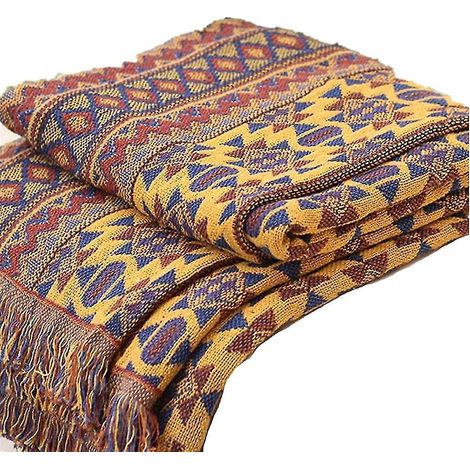 Bohemianische Tagesdecke, 130 x 180 cm, reine geflochtene Baumwolle, ideal für Sofa oder als Geschenk.
