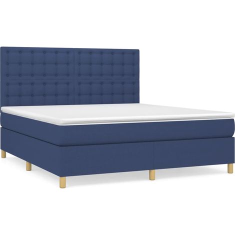 Maison Exclusive - Cama box spring con colchón tela azul 180x200 (1/5)
