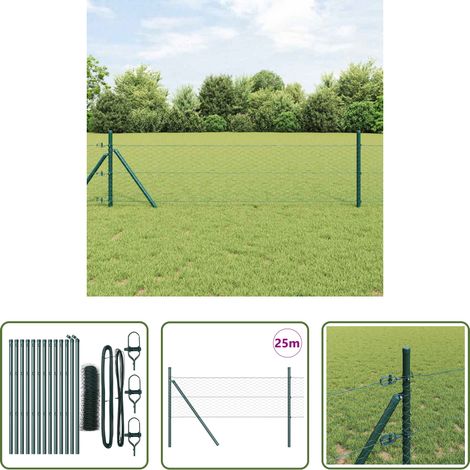 vidaXL Sécurité extérieure -  Poteau de clôture. Vert 25 x 0,8 m (maillage de 36 mm) (1/5)