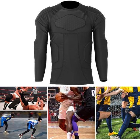 Veste de protection de sport pour homme - Protection de poitrine épaisse anti-collision - Manches longues - Sport pour football, basketball, ski - Équipement de protection (1/4)