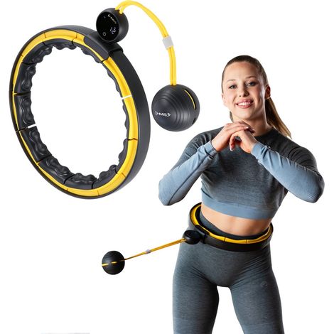 Hula Hoop magnético con peso, TPE, negro/amarillo, con contador (1/5)