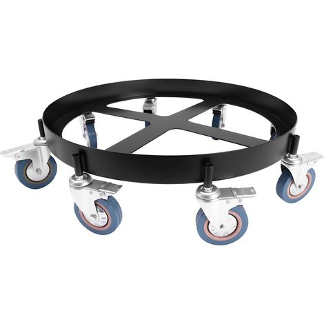 Carro para bidones, capacidad de carga de 907 kg, 8 ruedas para facilitar el movimiento, color negro. (1/2)