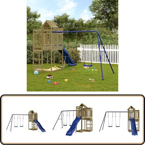Spielturm Imprägniertes Kiefernholz - Holzspielgeräte - Spielturm - Kindermöbel - Gartenspiele - Rutschen