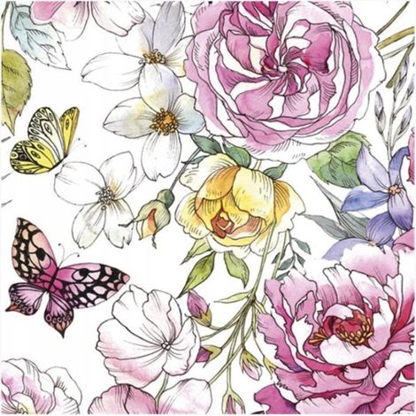 Tovaglioli di carta con motivo floreale primaverile, 33x33 cm, 20 pezzi. (1/2)
