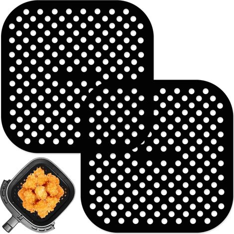 tapis en silicone pour friteuse à air, 21,5 cm, tapis en silicone carré, réutilisables, perforés, moule en silicone, tapis pour friteuse à air (1/5)