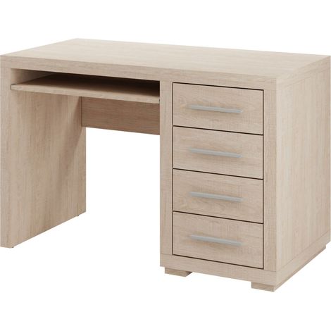 Mesa de oficina Fiomeri 120, Roble Santana, Con cajones, Con un estante para teclado, Número de puertas: 0, Número de cajones: 4, 78x120x60cm