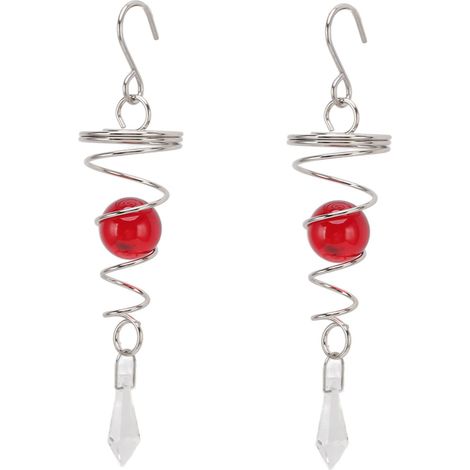 Set di 2 spirali per campanelli a vento in acciaio inox – sfera fissa – campanelli a vento – decorazione per esterni – rosso