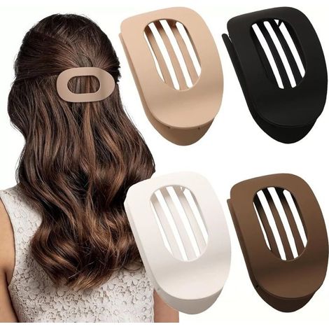 Pince Cheveux Femme Plate 6 Pièces Pinces à Cheveux Antidérapantes Élégantes Hair Clip Mat Confortable