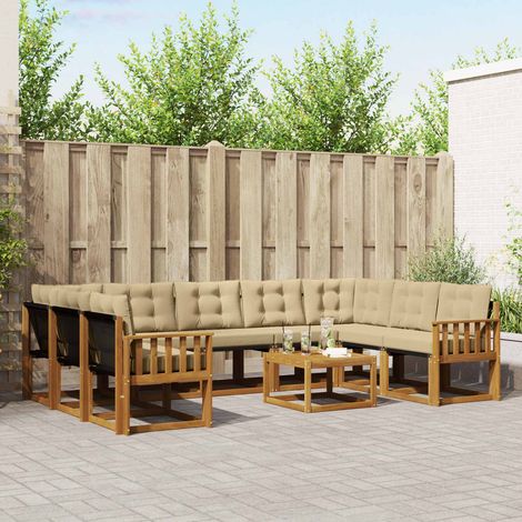 Outdoor-Sofagarnitur 10 pcs Natur und Beige Massivholz Akazie (1/5)