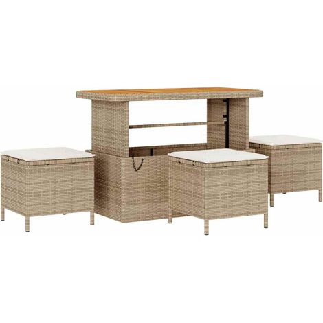 Maison Exclusive - Set da Pranzo per Giardino Beige polyrattan (1/5)