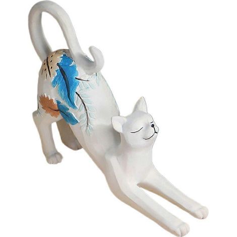 Statuette élégante en résine représentant un chat couché, cadeau idéal pour les amis, la famille et la maison.
