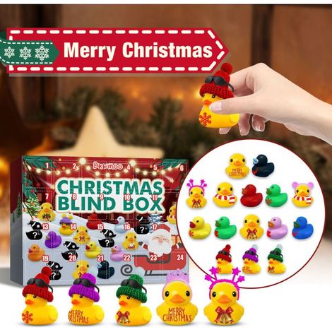 Calendrier de l'Avent avec canard en caoutchouc, 24 cases, ambiance de Noël, calendrier-jouet avec canard en caoutchouc, cadeau surprise (1/4)
