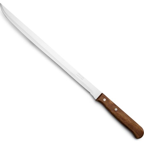 ARCOS Coltello Jamonero con Lama da 250 mm in Acciaio Inossidabile – Perfetto per Tagliare Prosciutto e Carne con Precisione – Manico in Legno Compresso, Colore Marrone, Serie Latina (1/5)